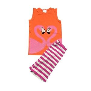 Hanna Andersson Orange & Pink Flamingo Sleeveless Pajama Set